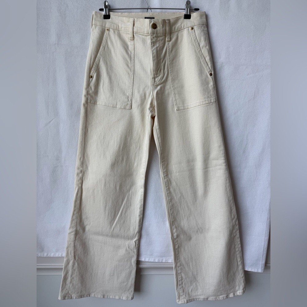 J.Crew Camp Pocket Wide Leg Jeans in Ecru Wash Size 26 - Picture 3 of 8